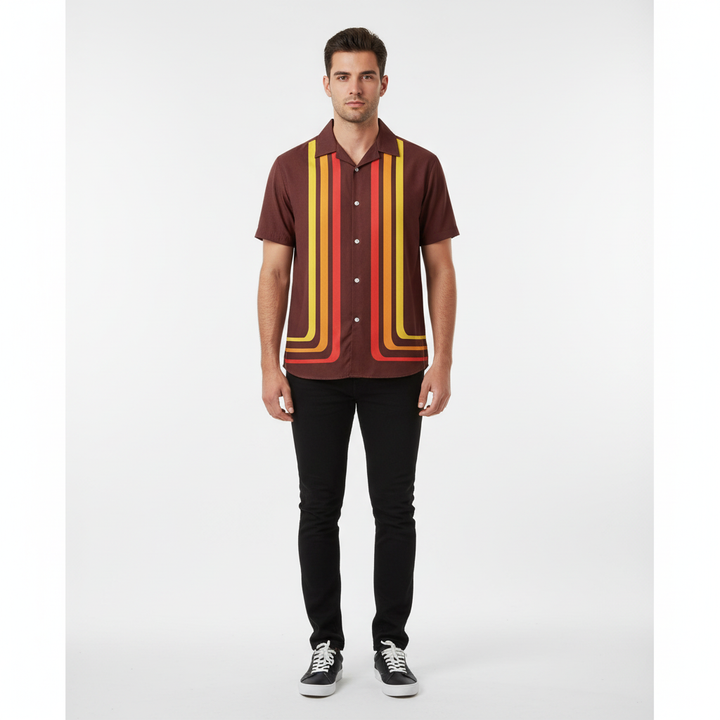 Ravelloa Men's Short Sleeve Button Down Polo Shirt