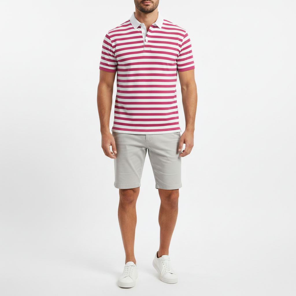 Riviera Men's Striped Short Sleeve Polo Shirt | Casual