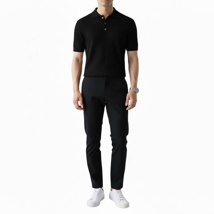 Montelar Men's Stripe Knitted Short Sleeve Polo Shirt | Casual