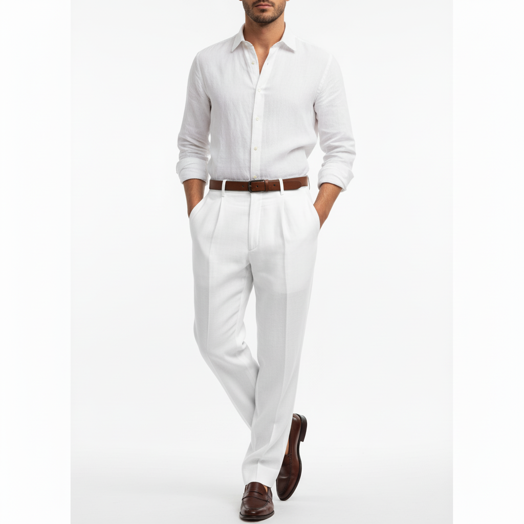 Averin Men's Pleated Linen Trouser Pants | Breatheable