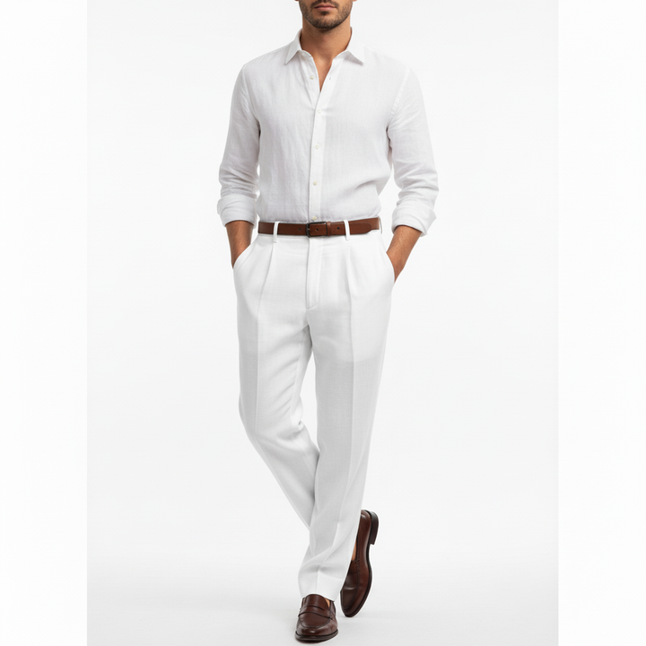 Averin Men's Pleated Linen Trouser Pants | Breatheable