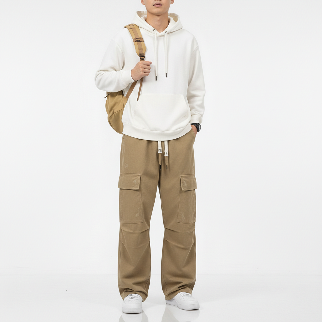 Noirfield Men's Wide Leg Cargo Pants | Baggy