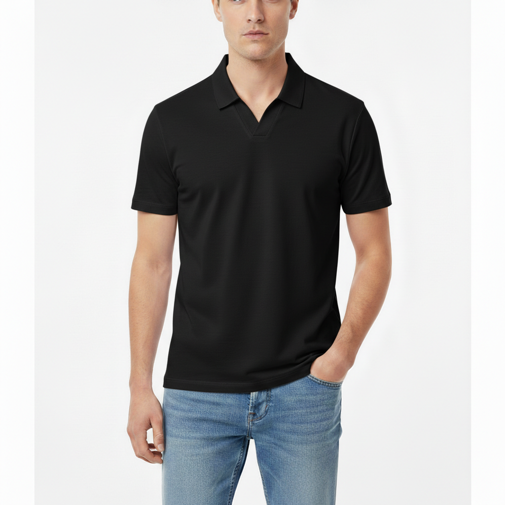 Arvane Men's Short Sleeve Johnny Collar Polo Shirt | Casual
