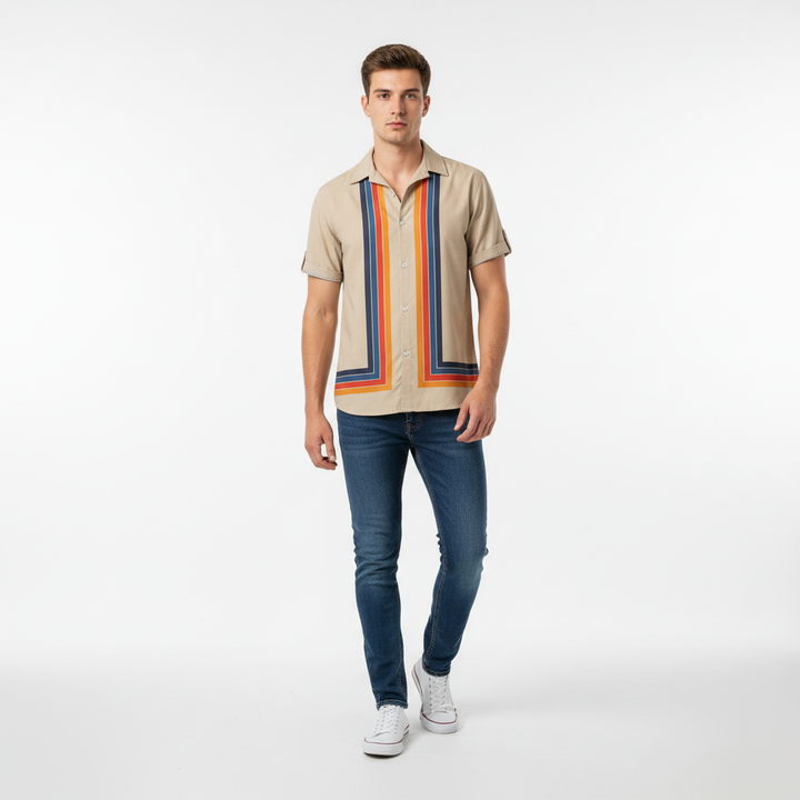 Ravelloa Men's Short Sleeve Button Down Polo Shirt