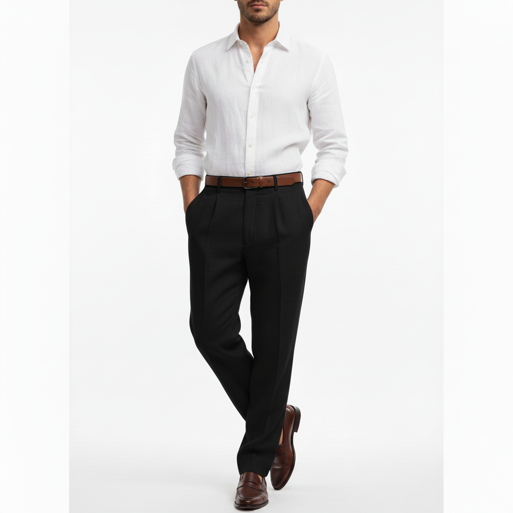 Averin Men's Pleated Linen Trouser Pants | Breatheable