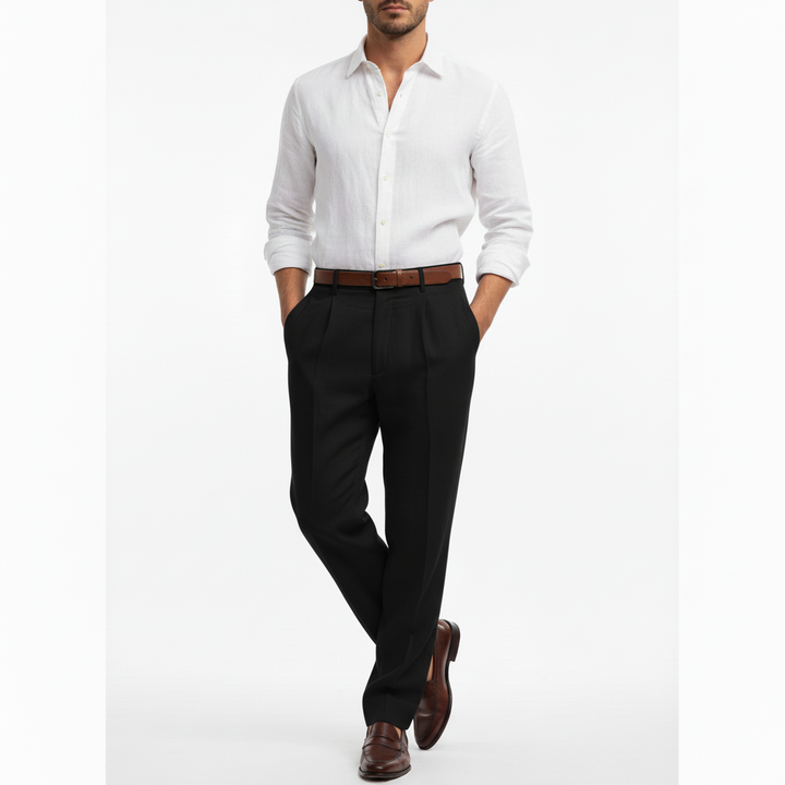 Averin Men's Pleated Linen Trouser Pants | Breatheable
