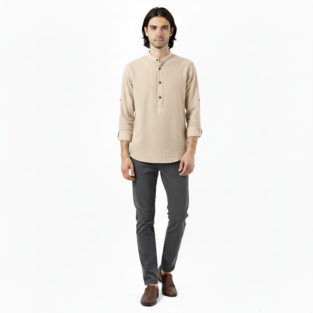 Ardenel Men's Cotton Long Sleeve Henley Shirt | Spring & Summer