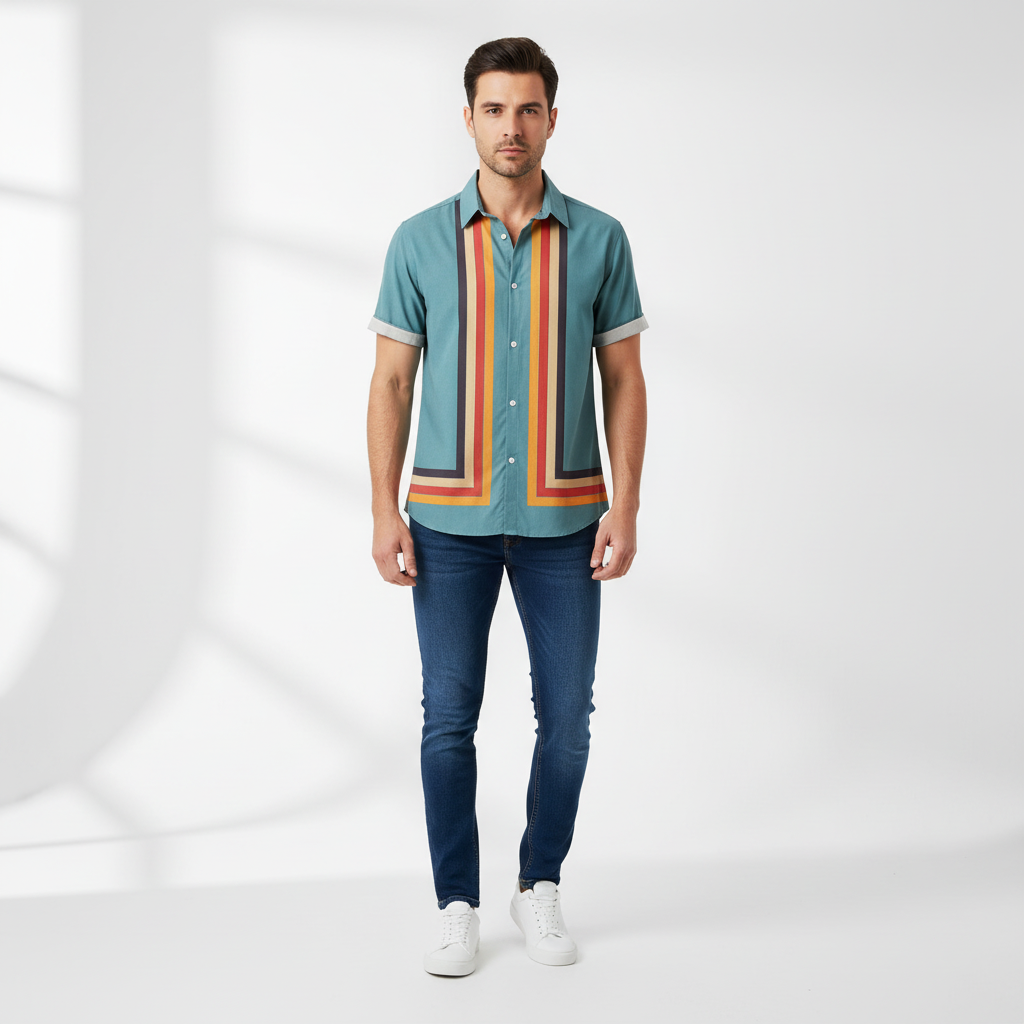 Ravelloa Men's Short Sleeve Button Down Polo Shirt