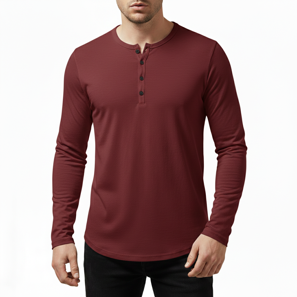Soren Men's Long Sleeve Henley Shirt | Lightweight