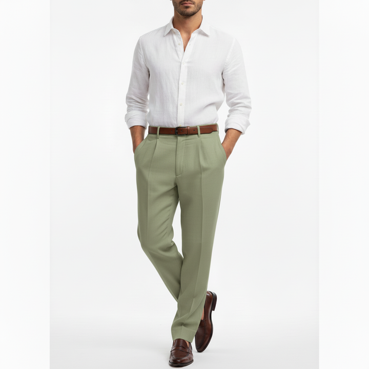 Averin Men's Pleated Linen Trouser Pants | Breatheable