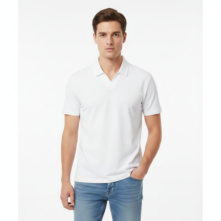 Arvane Men's Short Sleeve Johnny Collar Polo Shirt | Casual