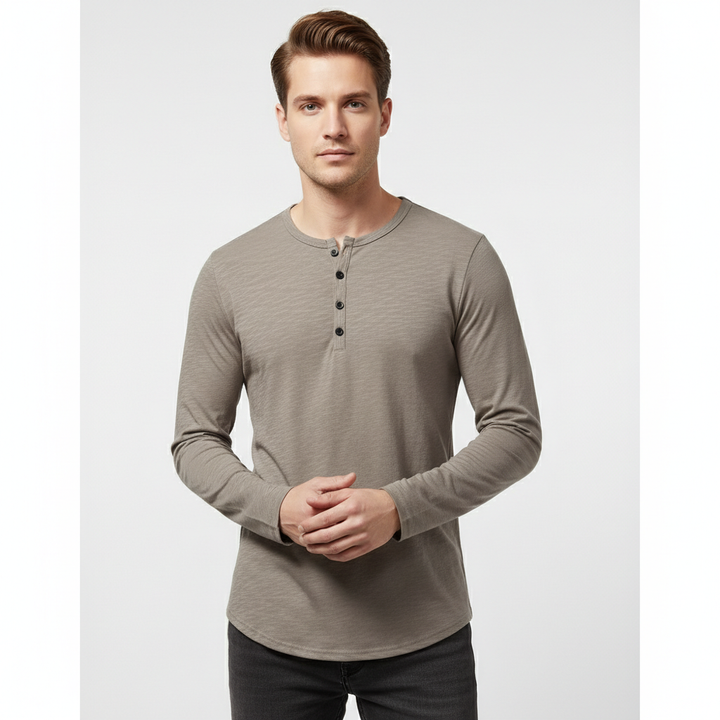 Soren Men's Long Sleeve Henley Shirt | Lightweight