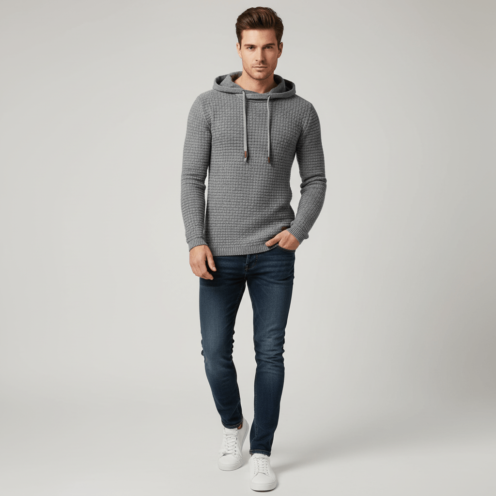Gridline Textured Hoodie