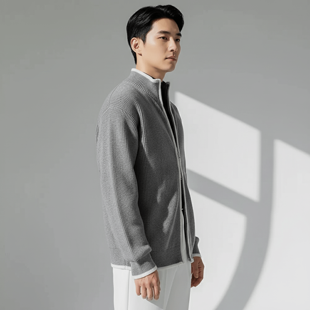 Halric Men's Ribbed Knit Cardigan Sweater | Winter