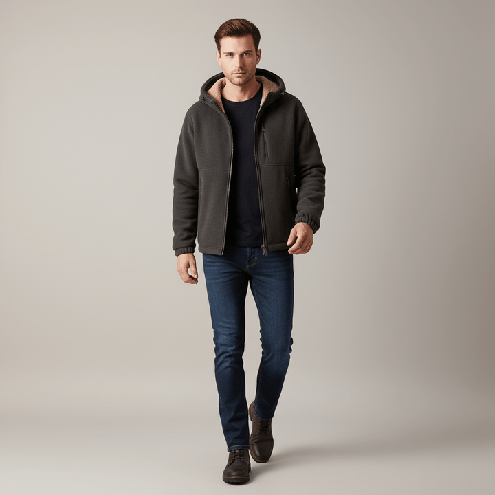 Halric Men’s Zip Up Fleece Hoodie | Winter