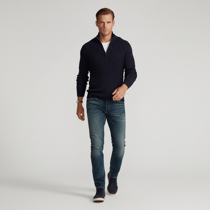 Harland Men's Quarter-Zip Cable Knit Sweater | Winter