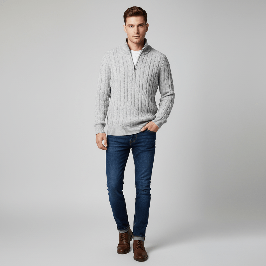 Harland Men's Quarter-Zip Cable Knit Sweater | Winter