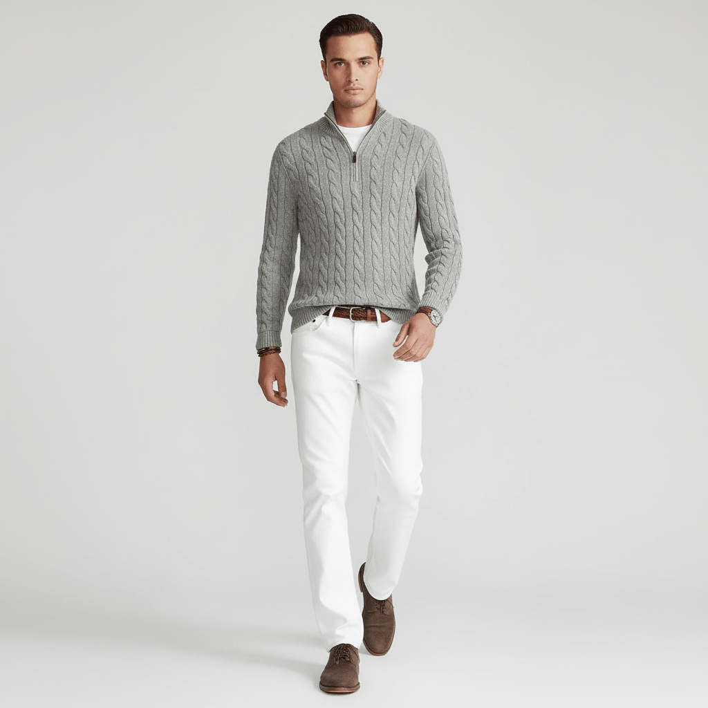Harland Men's Quarter-Zip Cable Knit Sweater | Winter