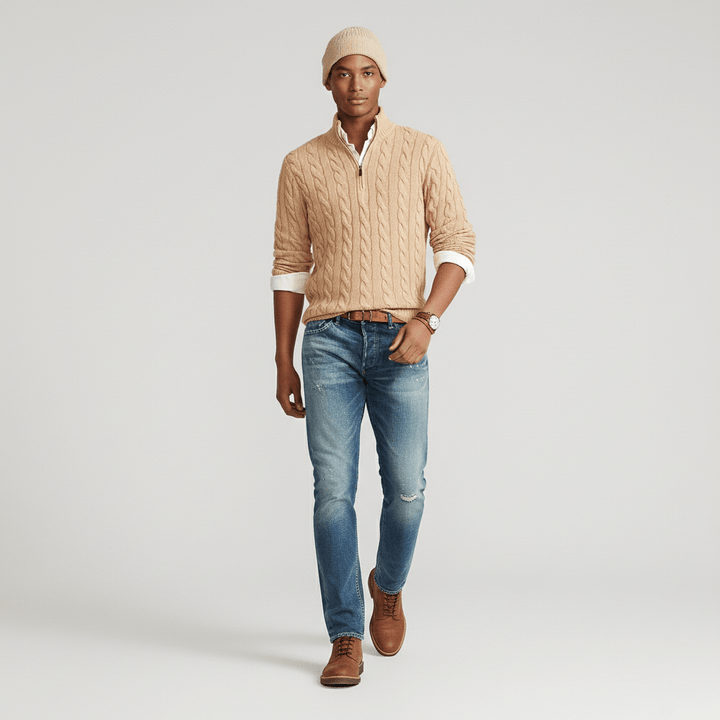 Harland Men's Quarter-Zip Cable Knit Sweater | Winter
