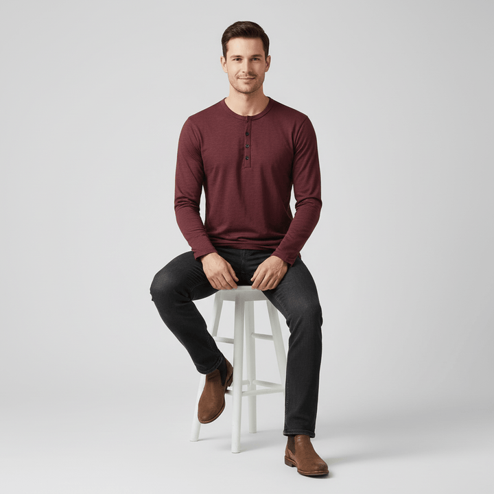 Hollvar Mens Long Sleeve Henley Tshirt