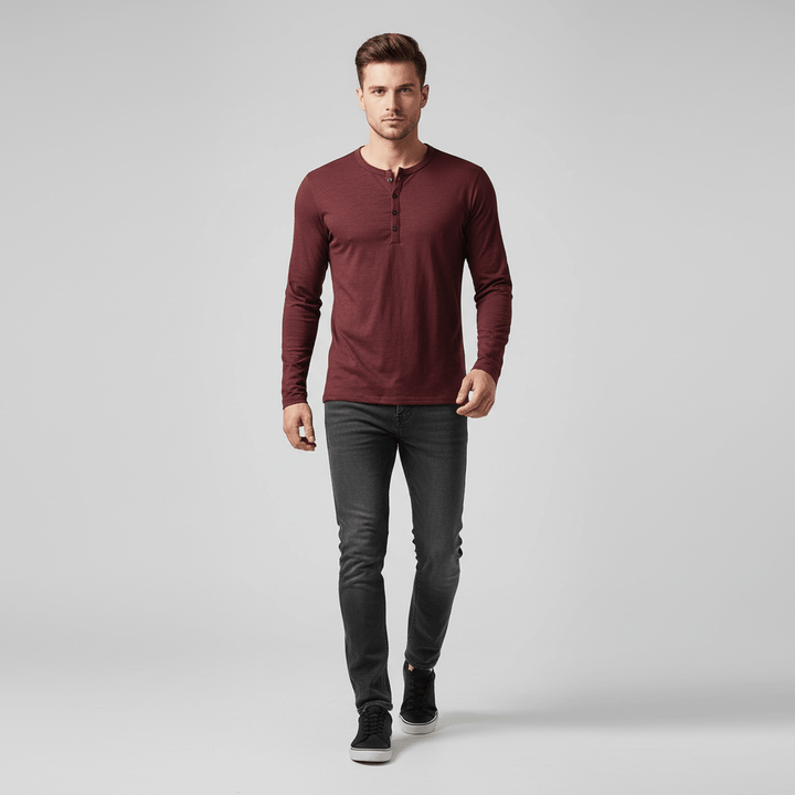 Hollvar Mens Long Sleeve Henley Tshirt