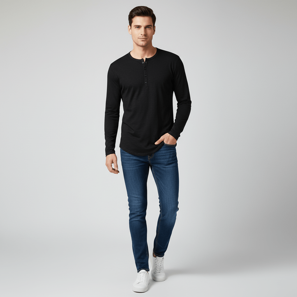 Hollvar Mens Long Sleeve Henley Tshirt