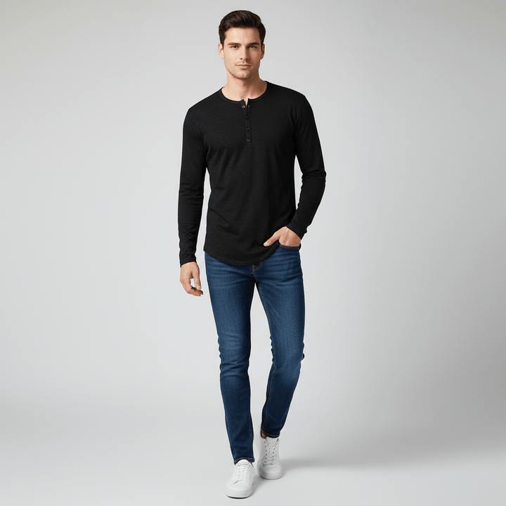 Hollvar Mens Long Sleeve Henley Tshirt