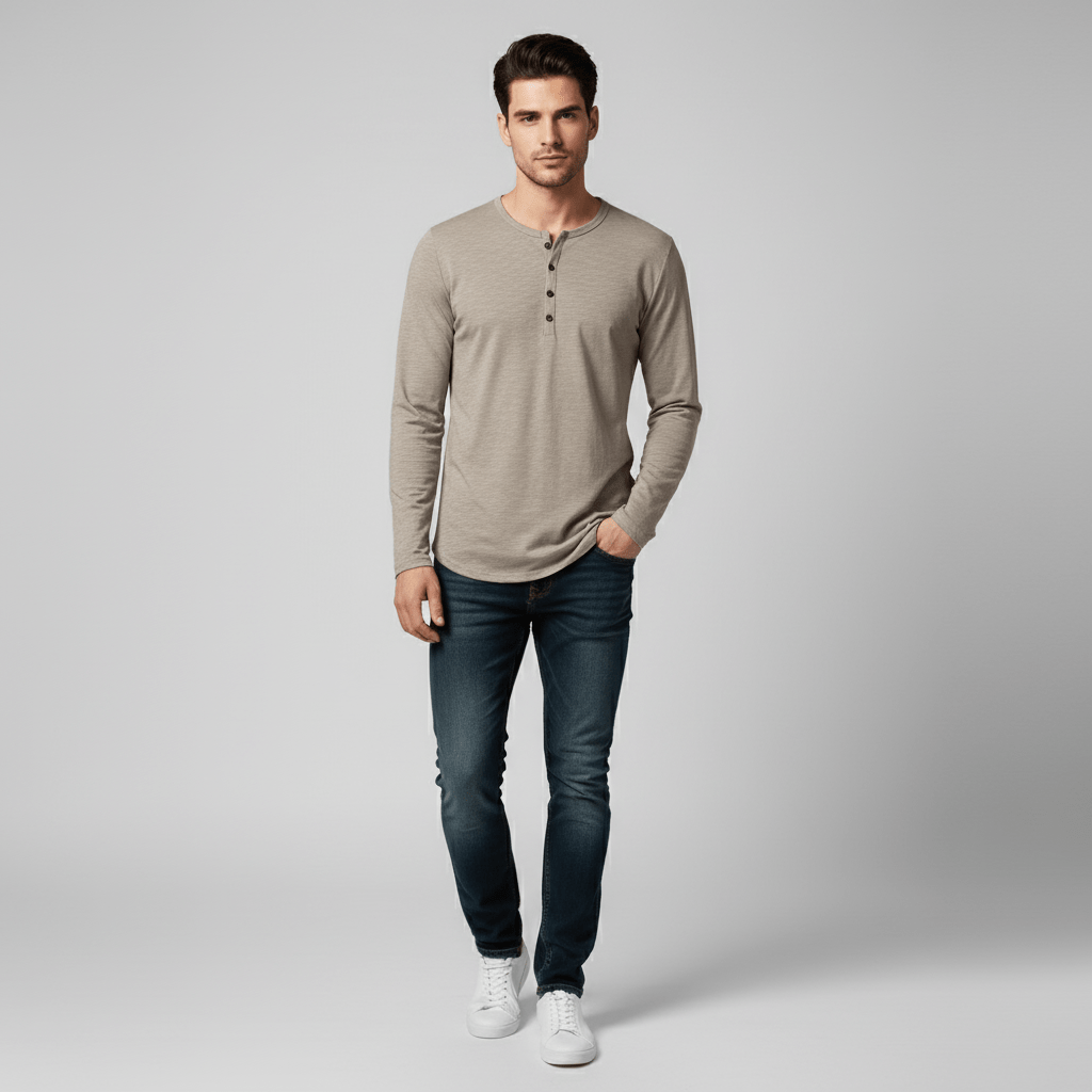 Hollvar Mens Long Sleeve Henley Tshirt