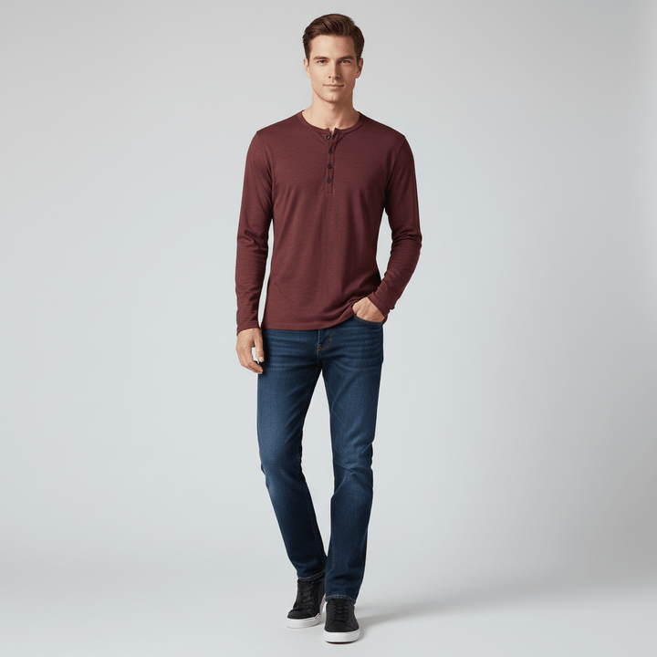 Hollvar Mens Long Sleeve Henley Tshirt