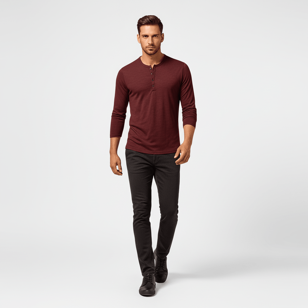 Kaelen Men’s Classic Henley Long Sleeve
