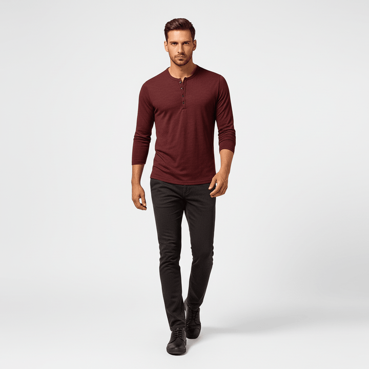Kaelen Men’s Classic Henley Long Sleeve