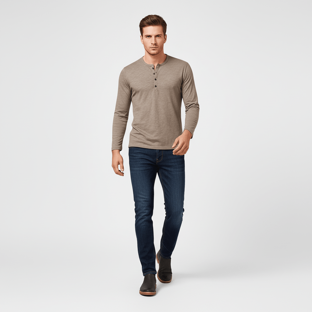 Kaelen Men’s Classic Henley Long Sleeve