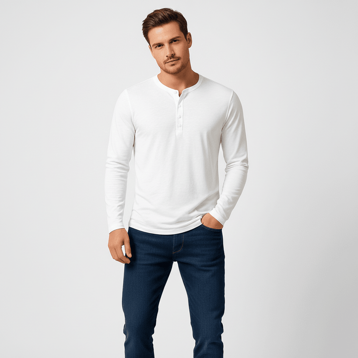 Kaelen Men’s Classic Henley Long Sleeve