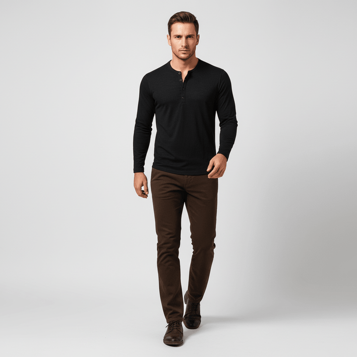 Kaelen Men’s Classic Henley Long Sleeve