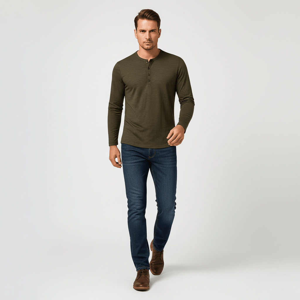 Kaelen Men’s Classic Henley Long Sleeve