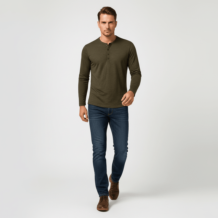 Kaelen Men’s Classic Henley Long Sleeve
