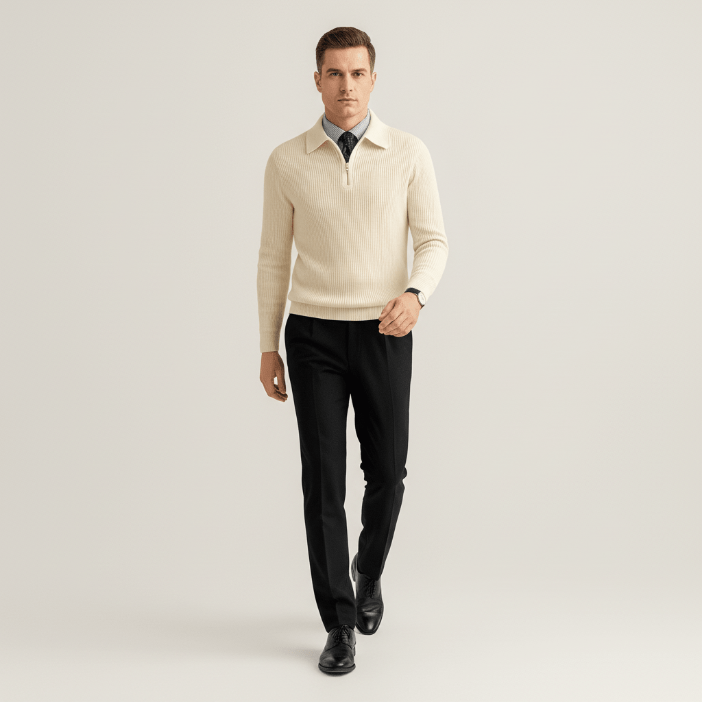 Kaelen Men’s Ribbed Quarter Zip Sweater | Winter