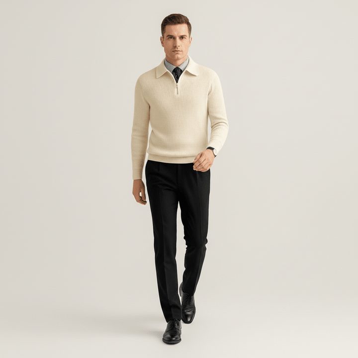 Kaelen Men’s Ribbed Quarter Zip Sweater | Winter