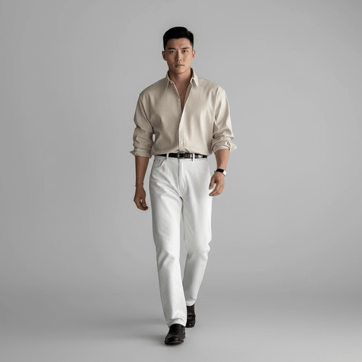 Lorven Men’s Striped Button Up Shirt | Oversized