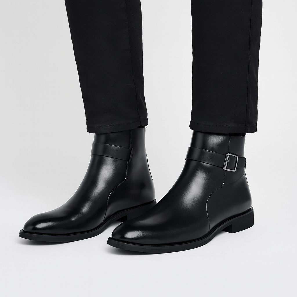 Mavari Genuine Leather Zip Up Chelsea Boots