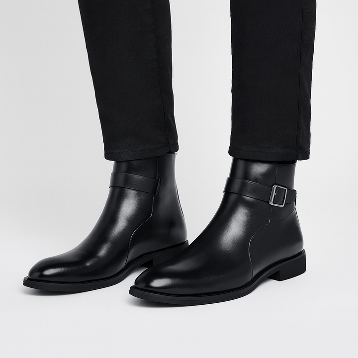 Mavari Genuine Leather Zip Up Chelsea Boots