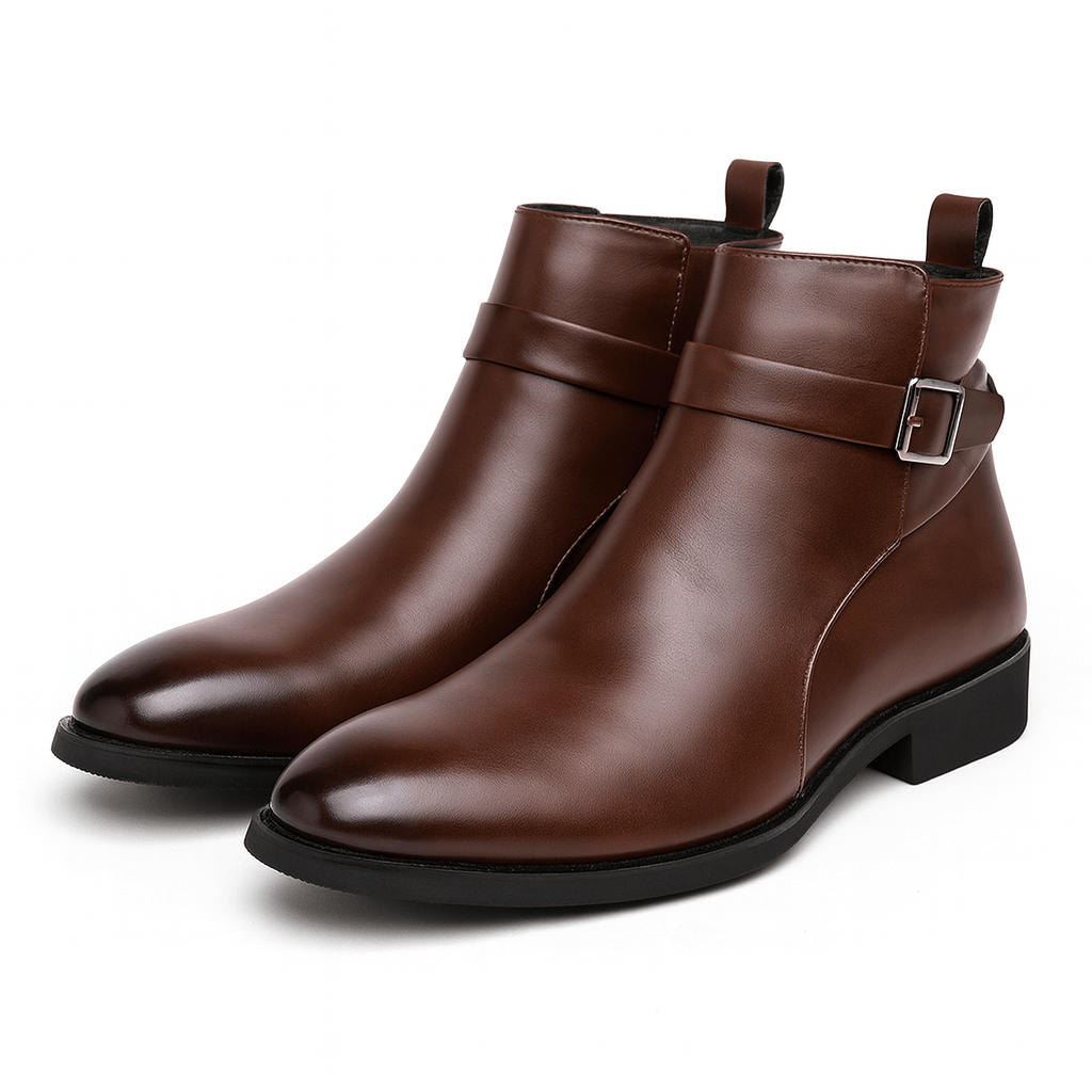 Mavari Genuine Leather Zip Up Chelsea Boots