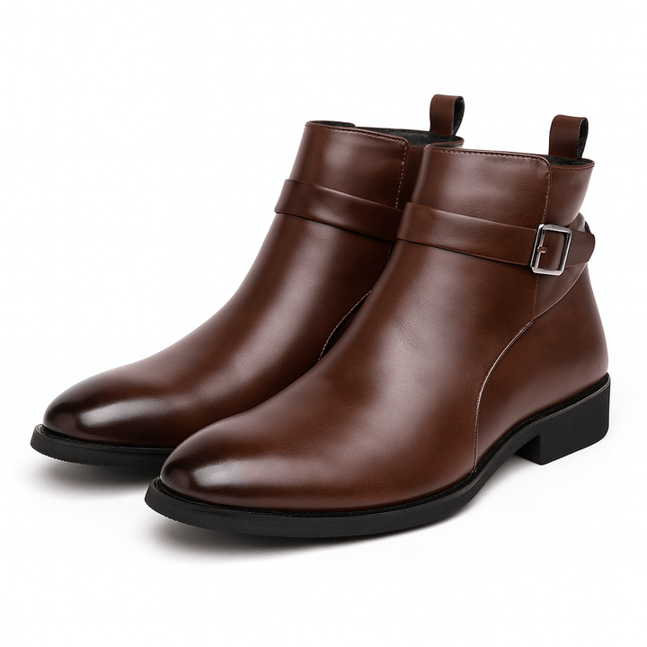 Mavari Genuine Leather Zip Up Chelsea Boots