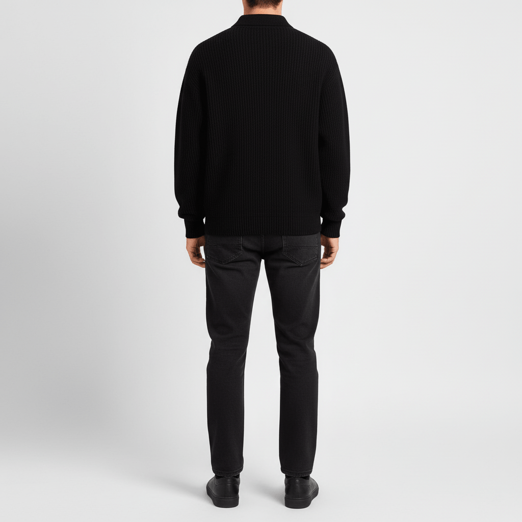 Palermo Men's Waffle Knit Long Sleeve Polo Sweater