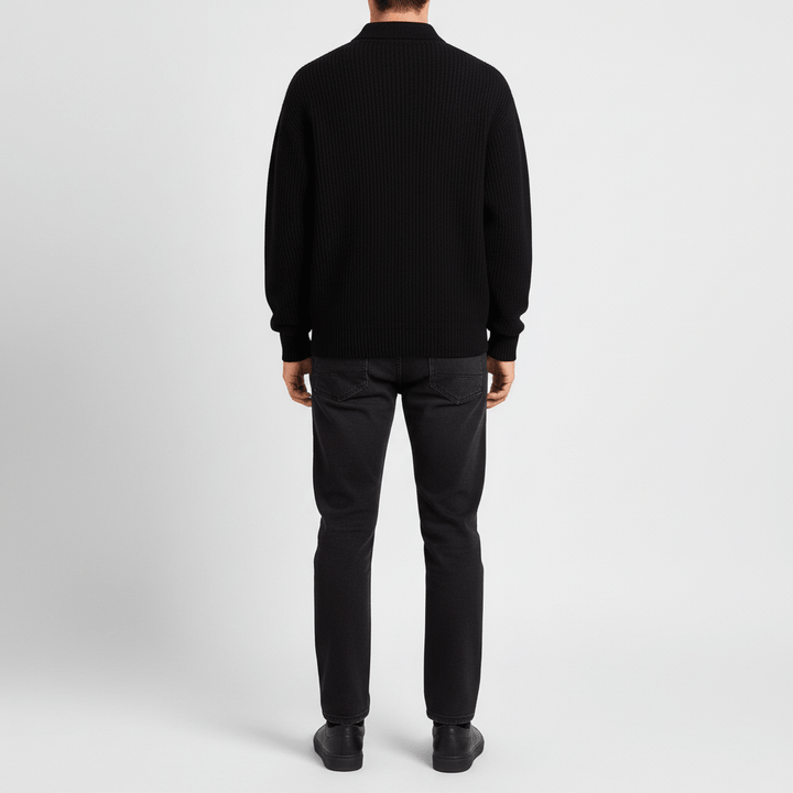 Palermo Men's Waffle Knit Long Sleeve Polo Sweater