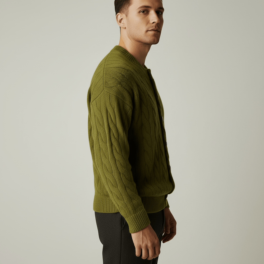 Ravan Men’s Cable Knit Sweater Cardigan | Winter