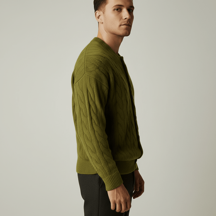 Ravan Men’s Cable Knit Sweater Cardigan | Winter