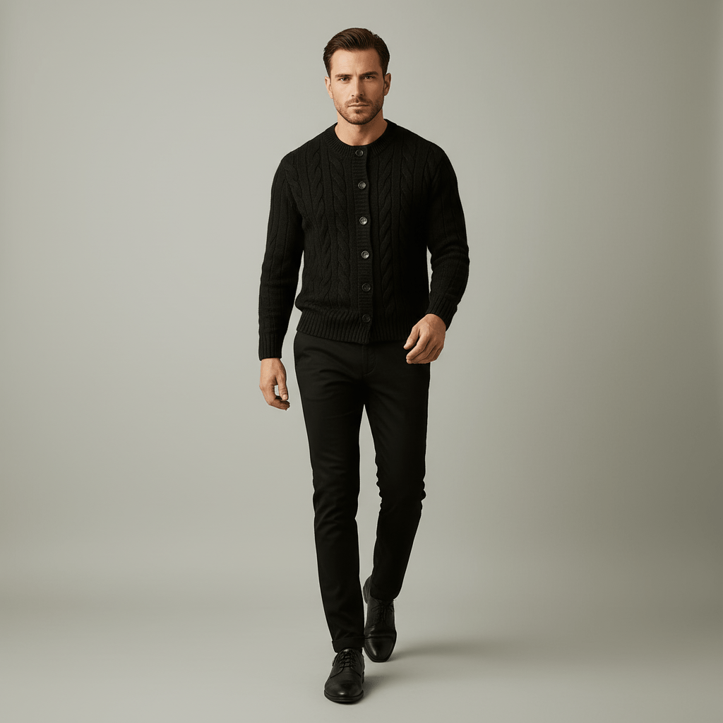 Ravan Men’s Cable Knit Sweater Cardigan | Winter