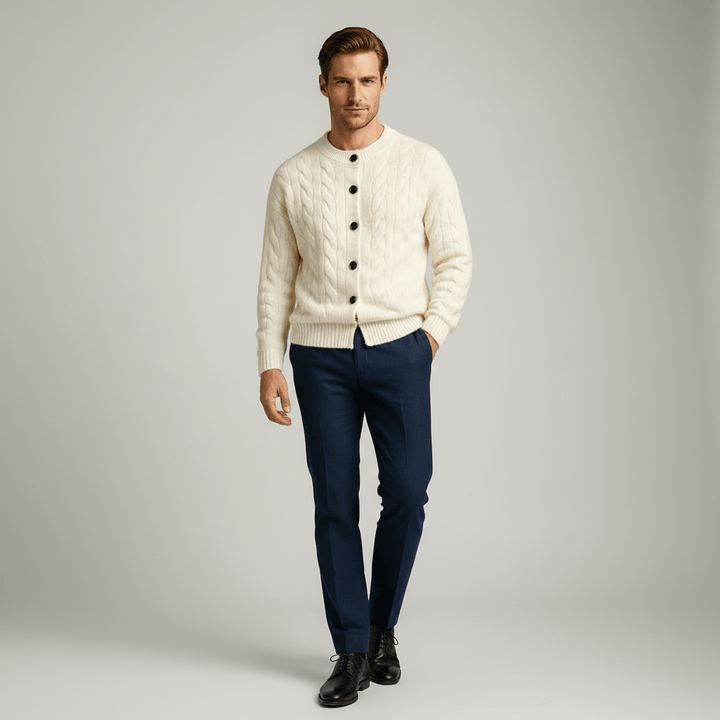 Ravan Men’s Cable Knit Sweater Cardigan | Winter