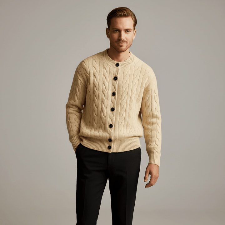Ravan Men’s Cable Knit Sweater Cardigan | Winter